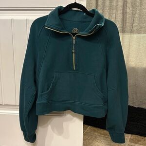 Lululemon Scuba Oversized Half-Zip Funnel Neck Gold Zip Storm Teal M/L sweater